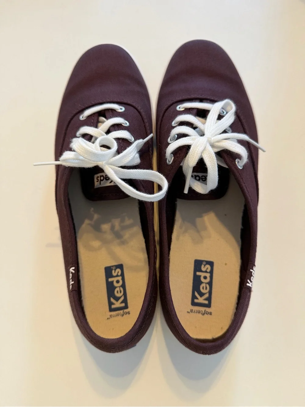 Keds Champion Canvas Lace-Up Sneakers in Burgundy with White Laces